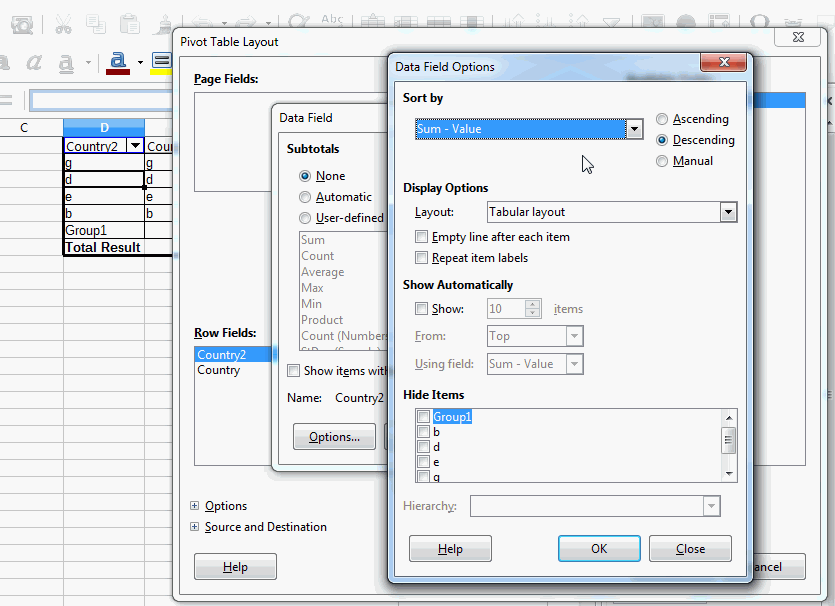 LibreOffice Pivot Tables